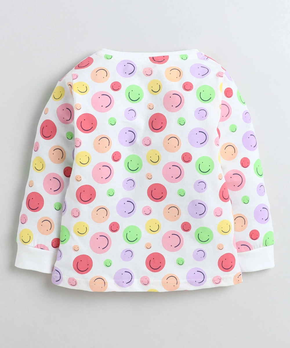 Smart Baby - 2pc-Set - Baby Girl' Smile Printed T-Shirt & Pant - White/Pink