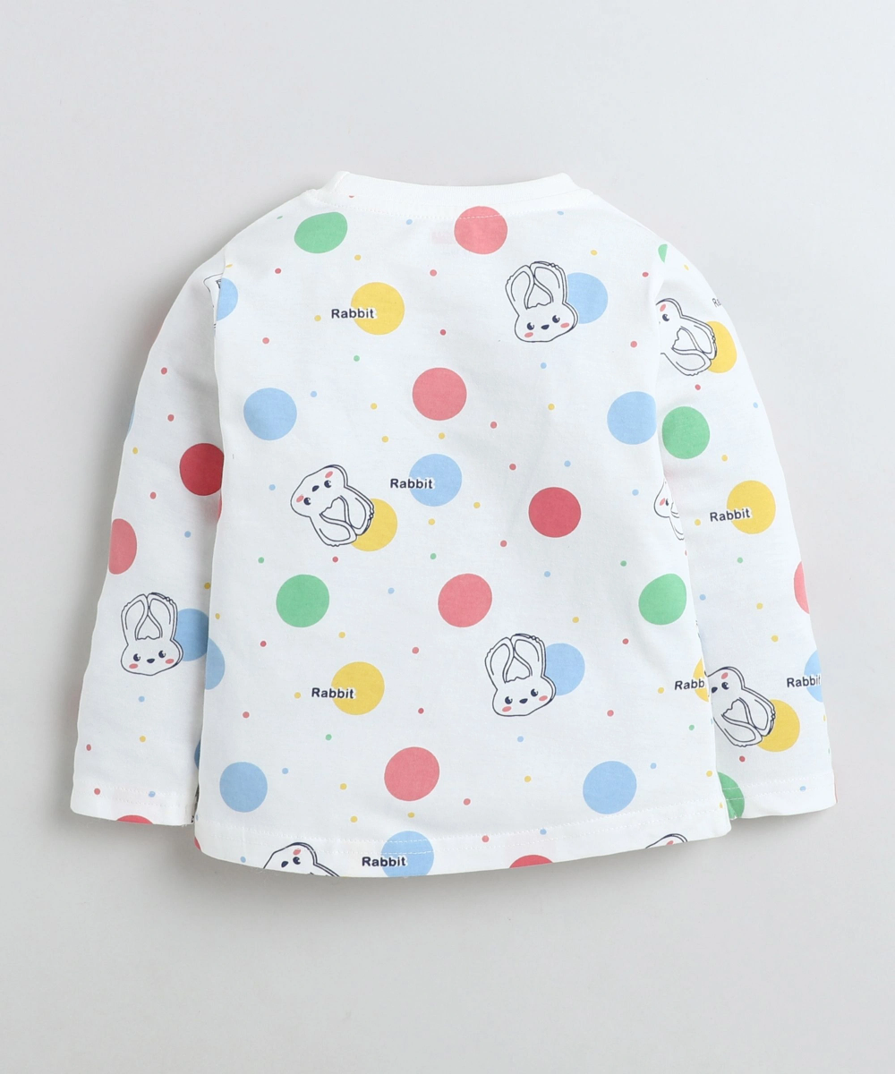 Smart Baby - 2pc-Set - Baby Girl' Rabbit Printed T-Shirt & Pant - White/Yellow