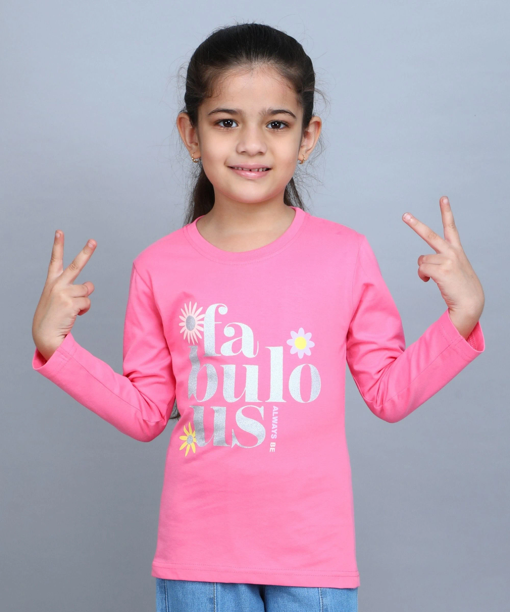 Nexgen Girls - Printed Girl's Casual T-Shirt - Pink