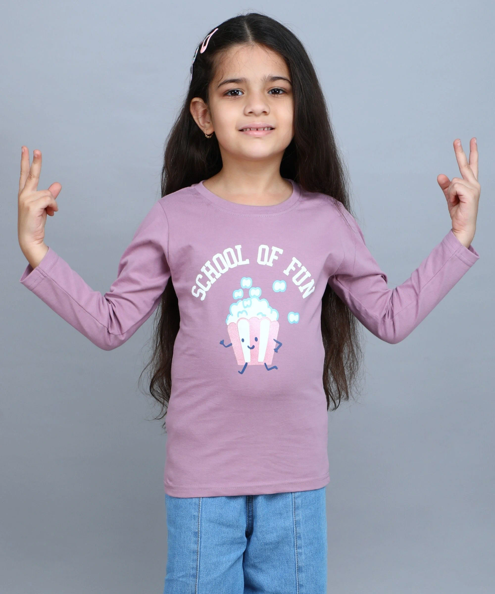 Nexgen Girls - Girl's Long Sleeves Graphic Printed T-Shirt - Purple