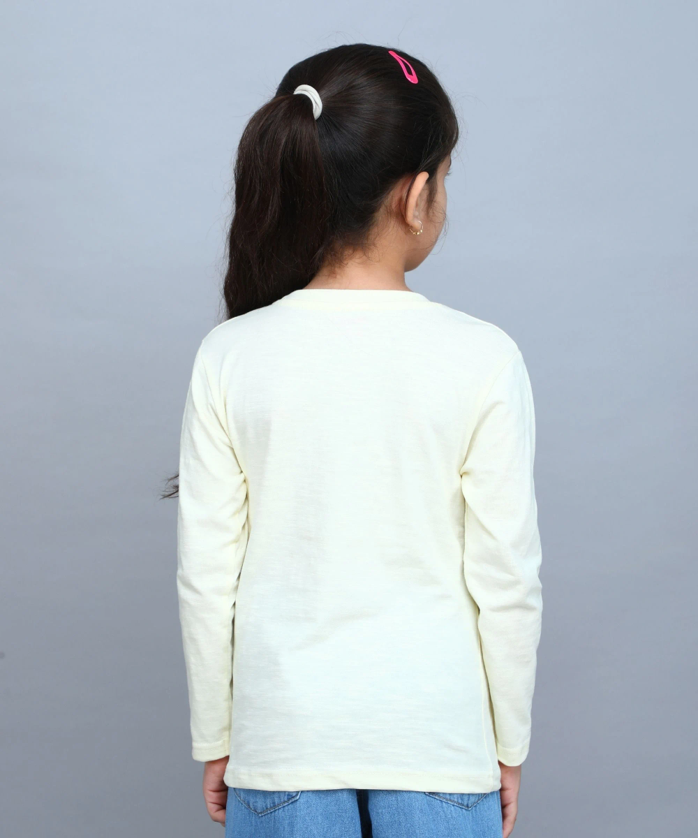 Nexgen Girls - Girl's Long Sleeves Embroidered T-Shirt - Cream