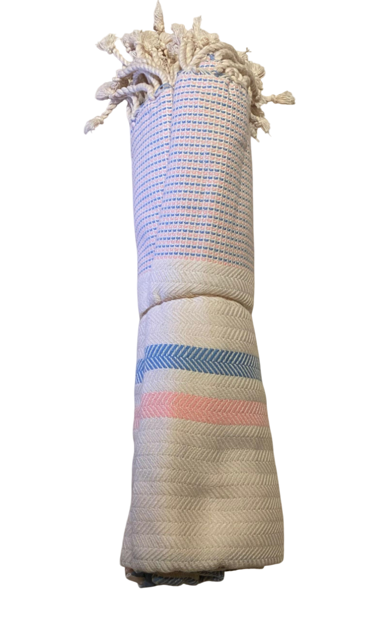 Hammam Corner - Wavelux Beach Towel - Blue/Pink