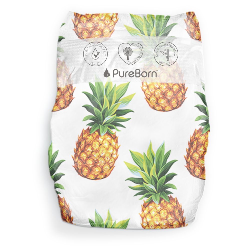 PureBorn - Organic Diapers Pineapple - Size-1- 5 kg - 68 Pcs
