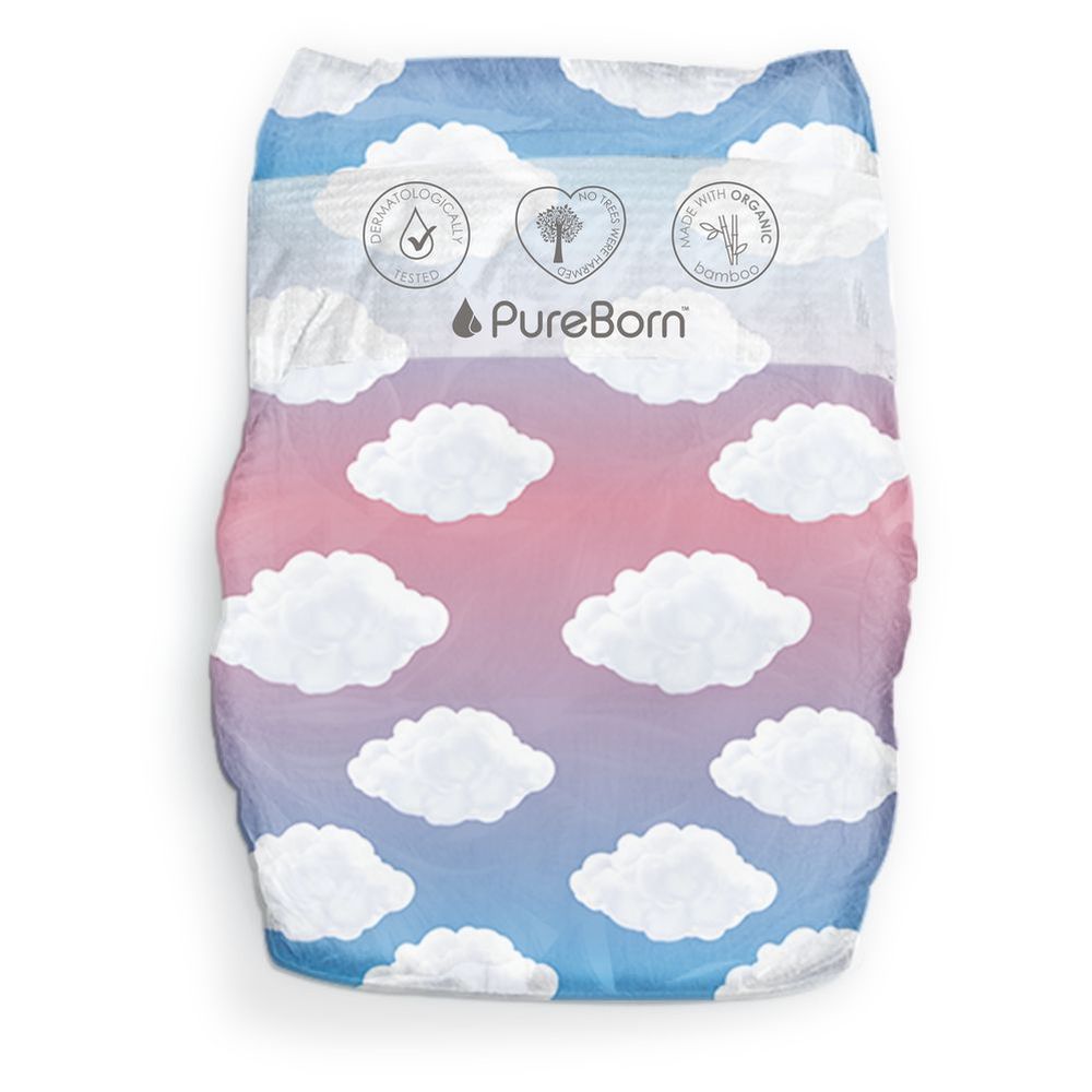Pureborn Size 4 Organic Diapers 7-12Kg 96s - Master Value Pack - Cloud