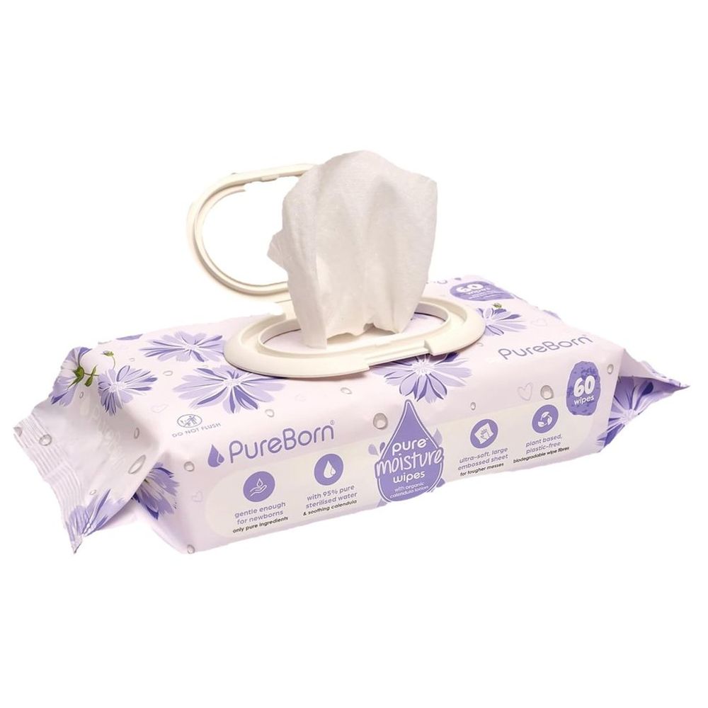 بيوربورن - مناديل مبللة للأطفال بترطيب نقي - 60 منديلًا × 3 (180 منديل)