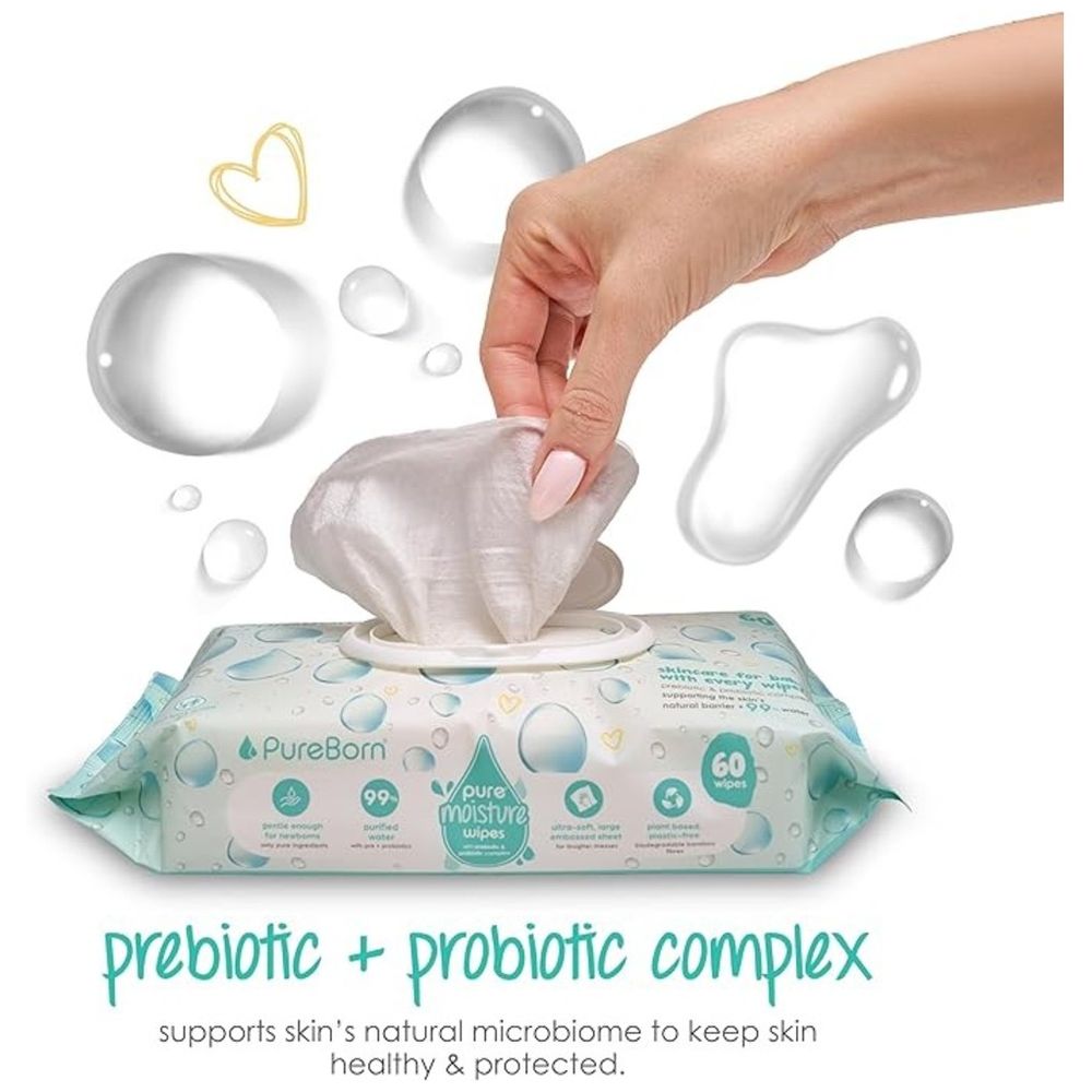 Pureborn - Pure Moisture Water Wipes - Pack of 3 - 180 Pcs