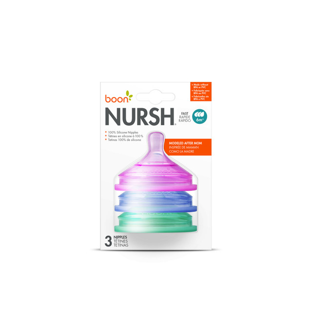 Boon - Nursh Silicone Bottle Nipples - 3 Pcs
