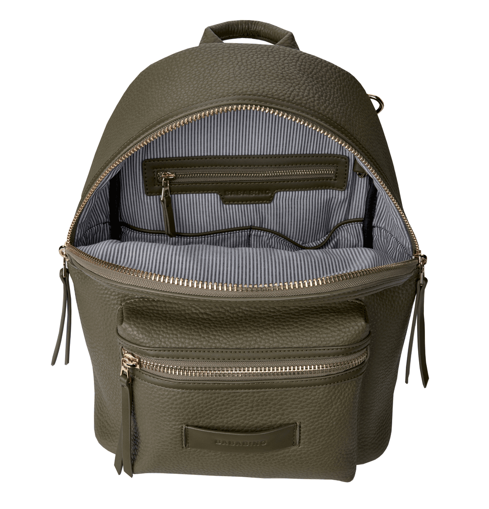 BabaBing - Luca Tumble Leather Changing Backpack - Olive Green