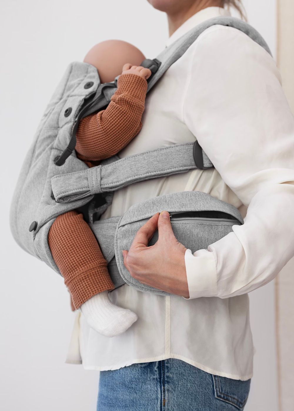 Babybjorn - Pocket Pouch For Baby Carrier Woven Melange - Light Grey