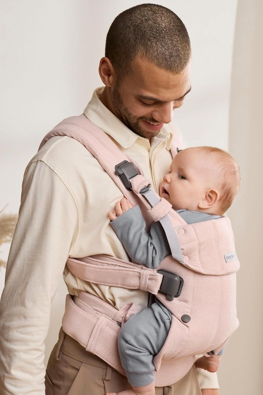 BABYBJORN - Woven Baby Carrier - Harmony - Light Pink Melange