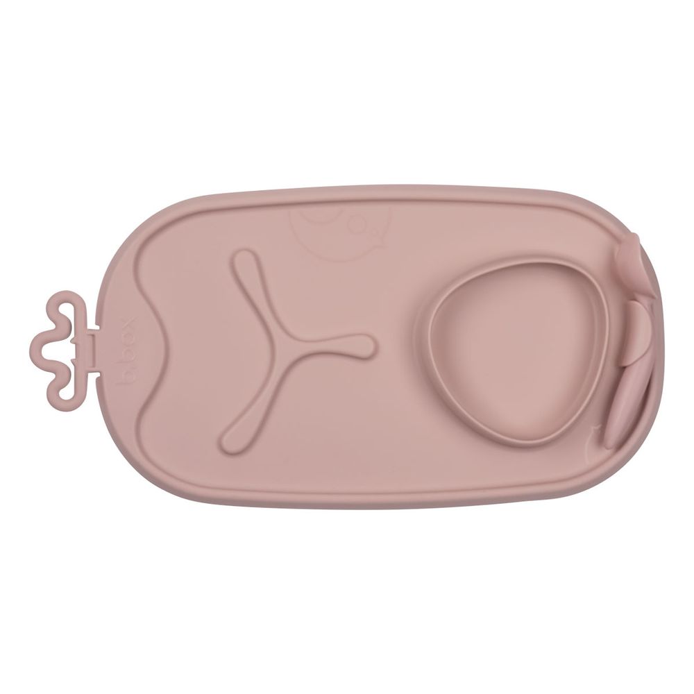 B.box Roll Plus Go Mealtime Mat With Deep Scooped Spoon - Blush