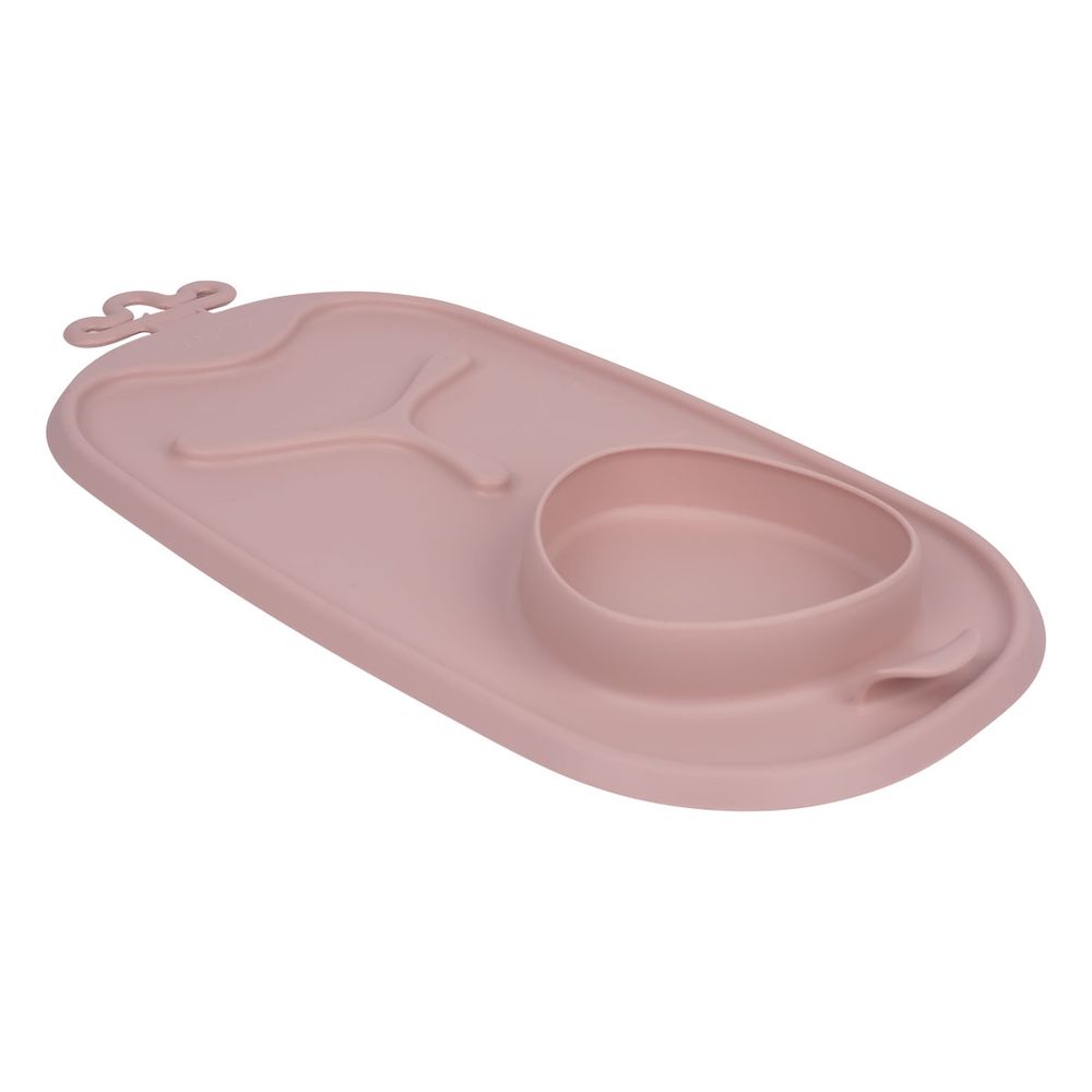 B.box Roll Plus Go Mealtime Mat With Deep Scooped Spoon - Blush