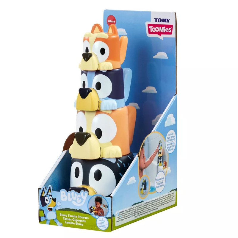 Tomy Toomies - Bluey Family Pourers Stacking Cup Bath Toy Set