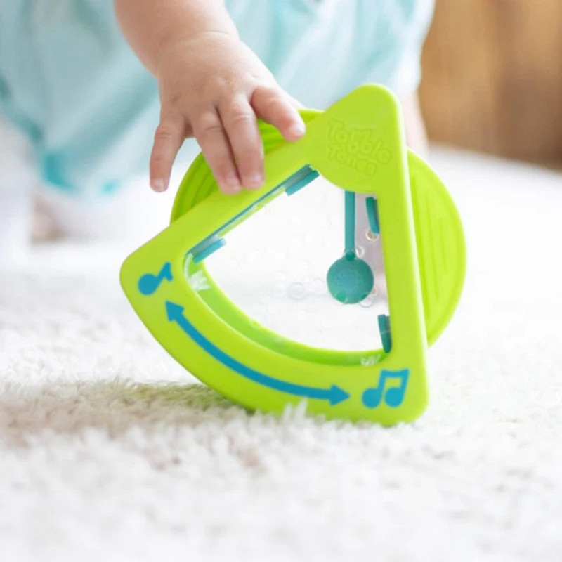 Fat Brain Toys - Tobble Tones Tummy Time Musical Chime Toy - Green