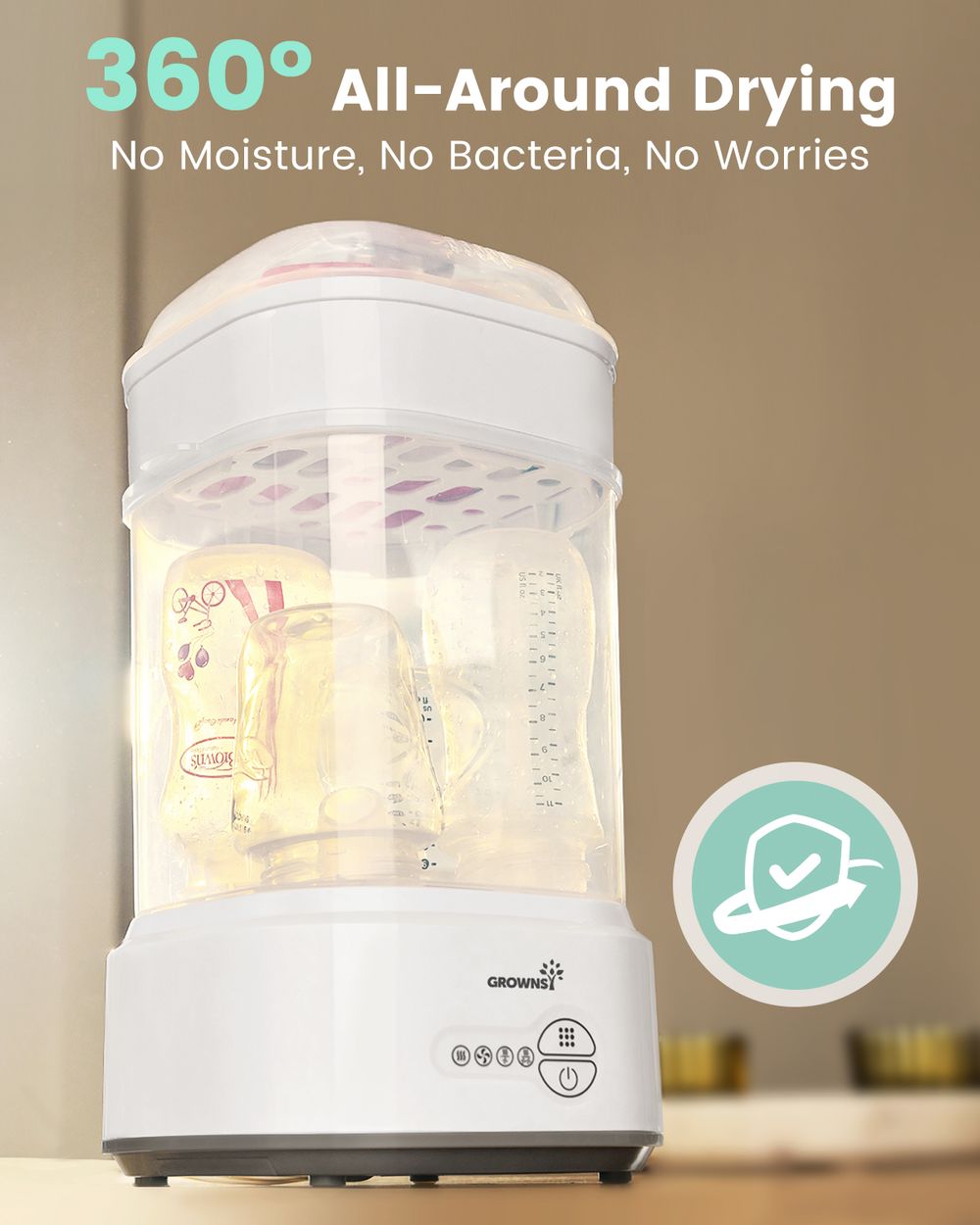 Grownsy - Bottle Sterilizer and Dryer Sterilizer - Compact Electric Steam Function