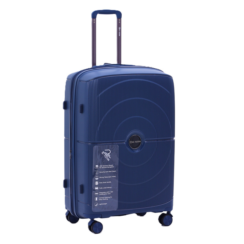 Re-Flection - Lightweight Travel Luggage Trolley With Double Spinner Wheels 24-Inch - Blue
