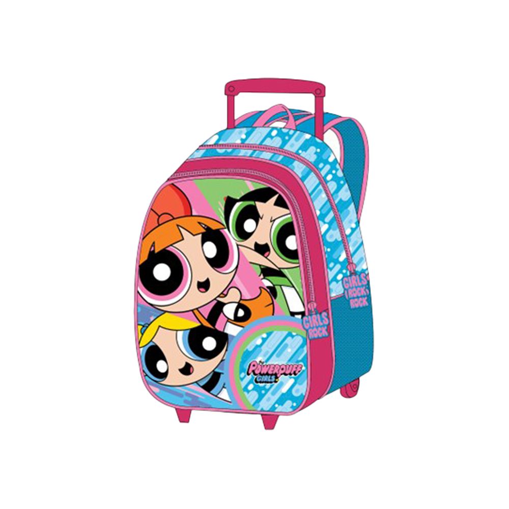 Warner Bros - Power Puff Girls Kids 5-in-1 Box Set With 18" - Trolley School Bag, Water Bottle, Lunch Box, Lunch Bag & Pencil Case