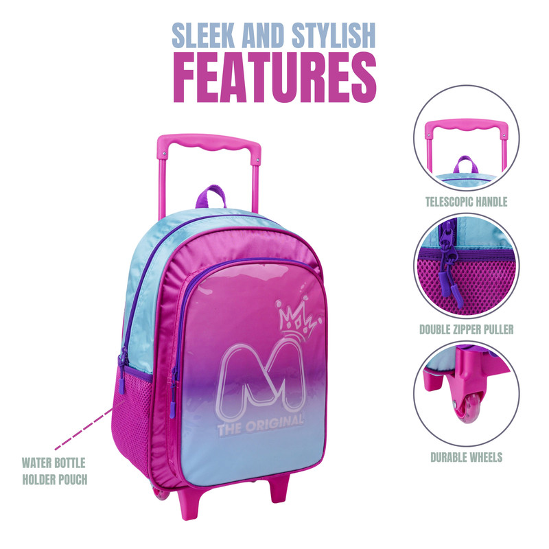 تروكير - طقم شنطة بعجلات موتو سي بي بي سي 6 5 في 1 - شنطة بعجلات 16 إنش مع شنطة غداء وزمزمية ومقلمة وصندوق طعام