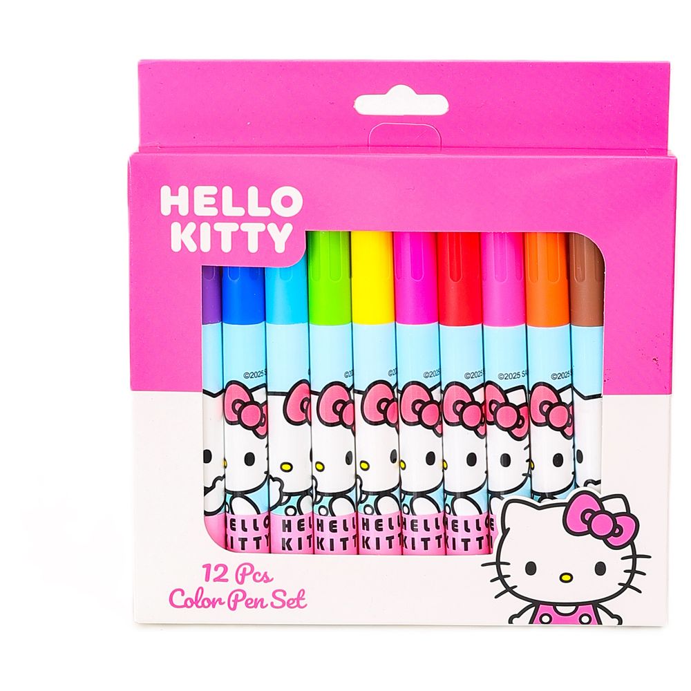 ديزني - أقلام تلوين سانريو هالو كيتي انظري إلى رباط شعري - 12 قطعة