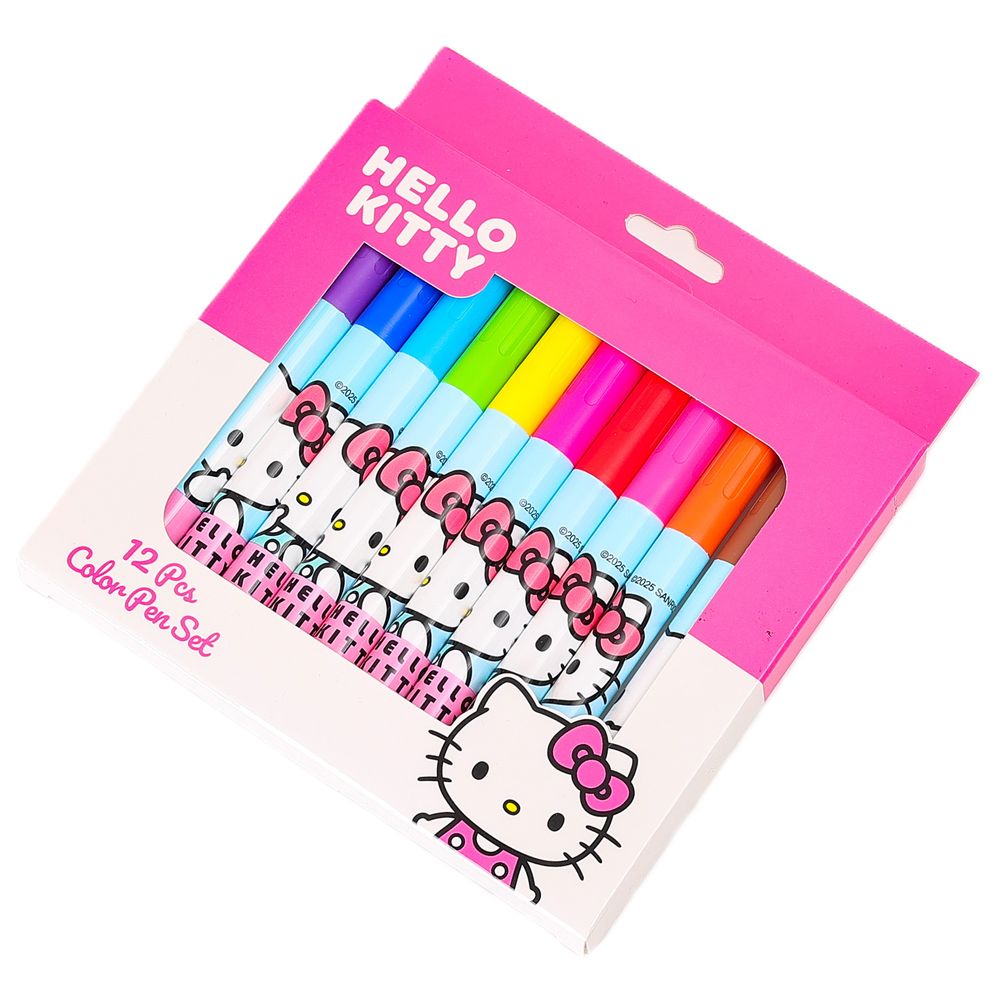 ديزني - أقلام تلوين سانريو هالو كيتي انظري إلى رباط شعري - 12 قطعة