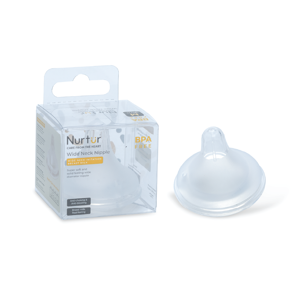 Nurtur - Wide Neck Silicone 3 Flow Rate Teats - Meduim