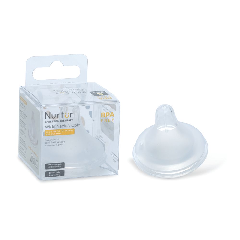 Nurtur - Cozi Narrow Neck Silicone 3 Flow Rate Teat - S-Nude - Clear