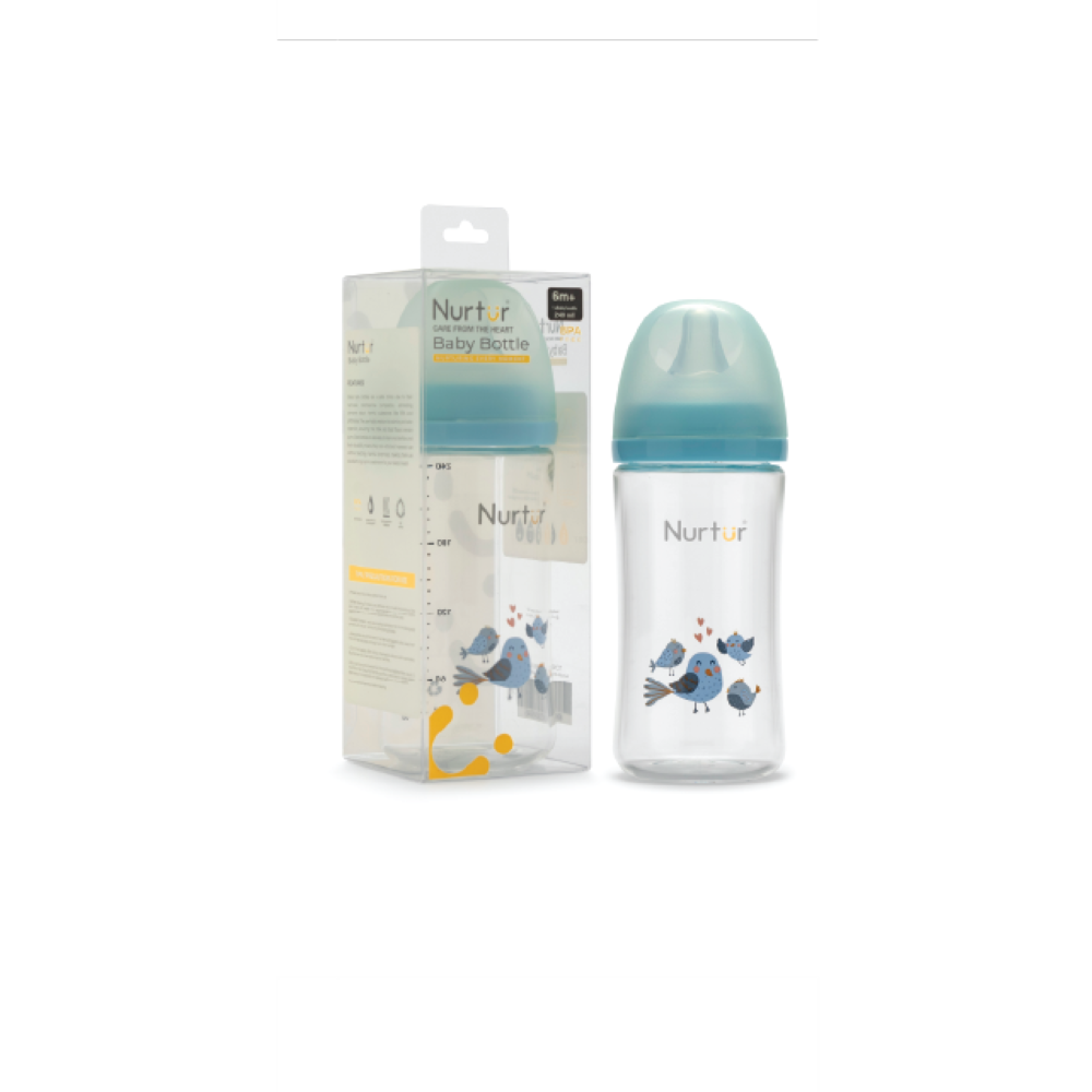 نيرتشر كوزي - رضّاعة من البولي بروبيلين بحلمة عريضة 240 مل - أزرق / بيرد