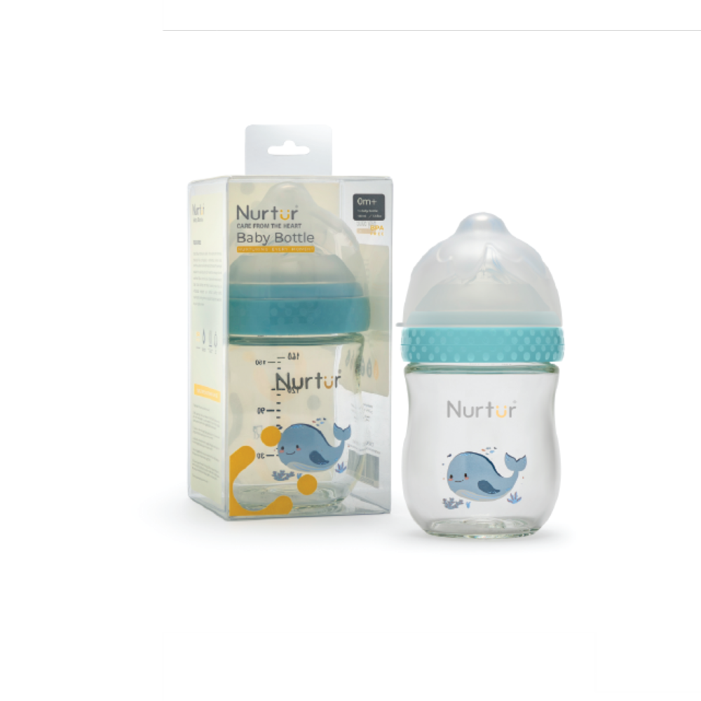 Nurtur Cozi - PP Bottle With Wide Teat 160ml - Blue / Whale