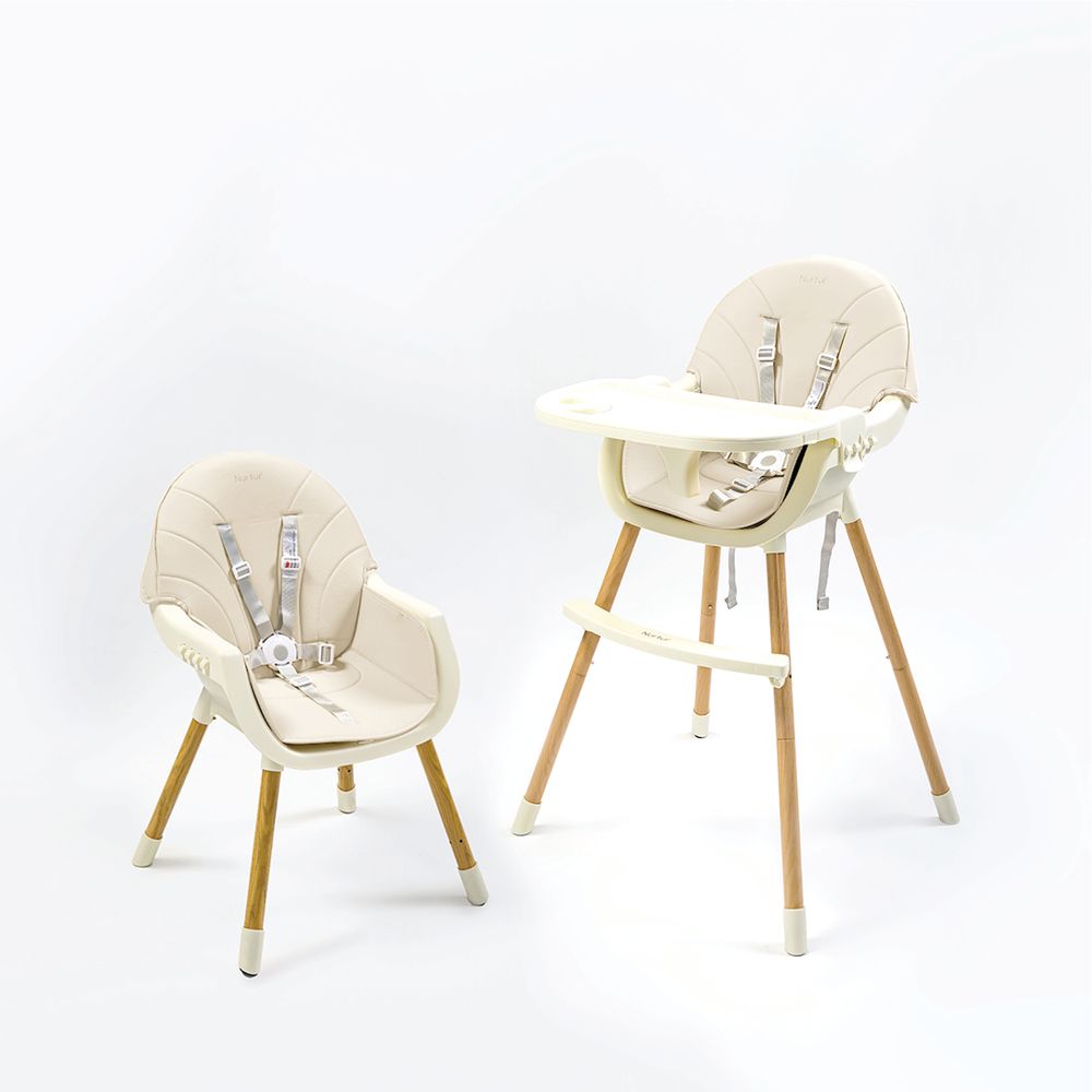 Nurtur - 2-In-1 Adjustable Height Padded Cushioning High Chair - Beige