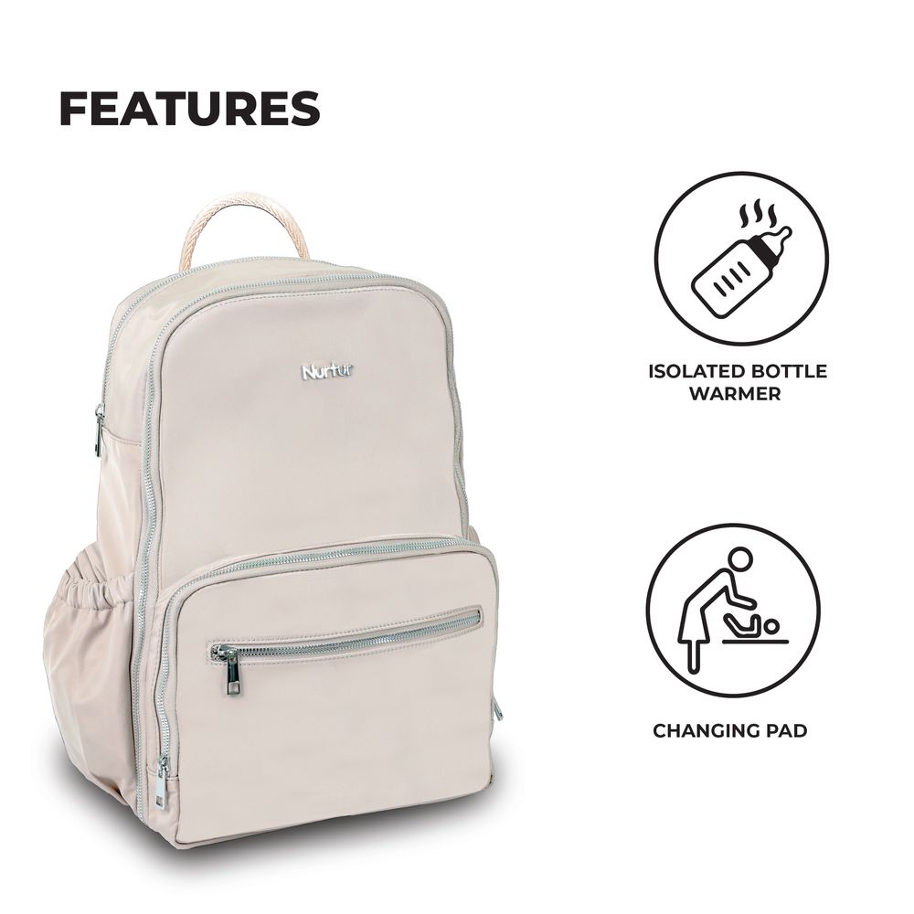 نورتشر كوزي - شنطة ظهر للحفاضات مافريك - بيج