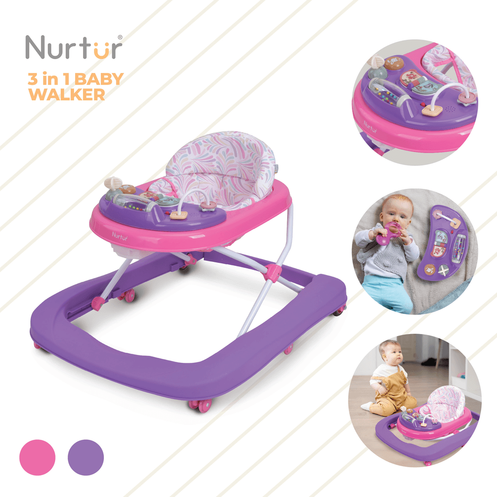 Nurtur - 3-In-1 Baby Multi Walker With Music Function - Pink