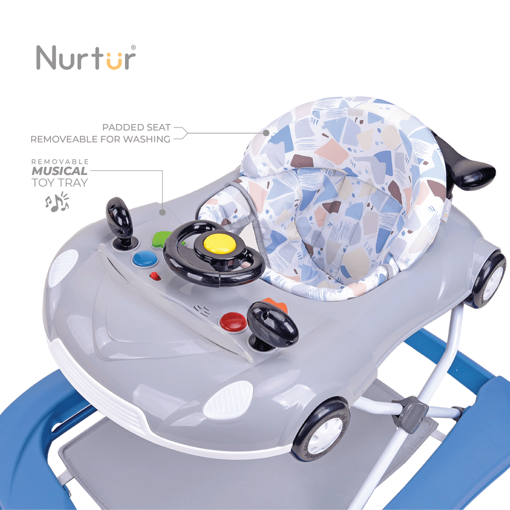 نيرتور - مشاية أطفال متعددة الأغراض 4 في 1 مع وظيفة الموسيقى - رمادي