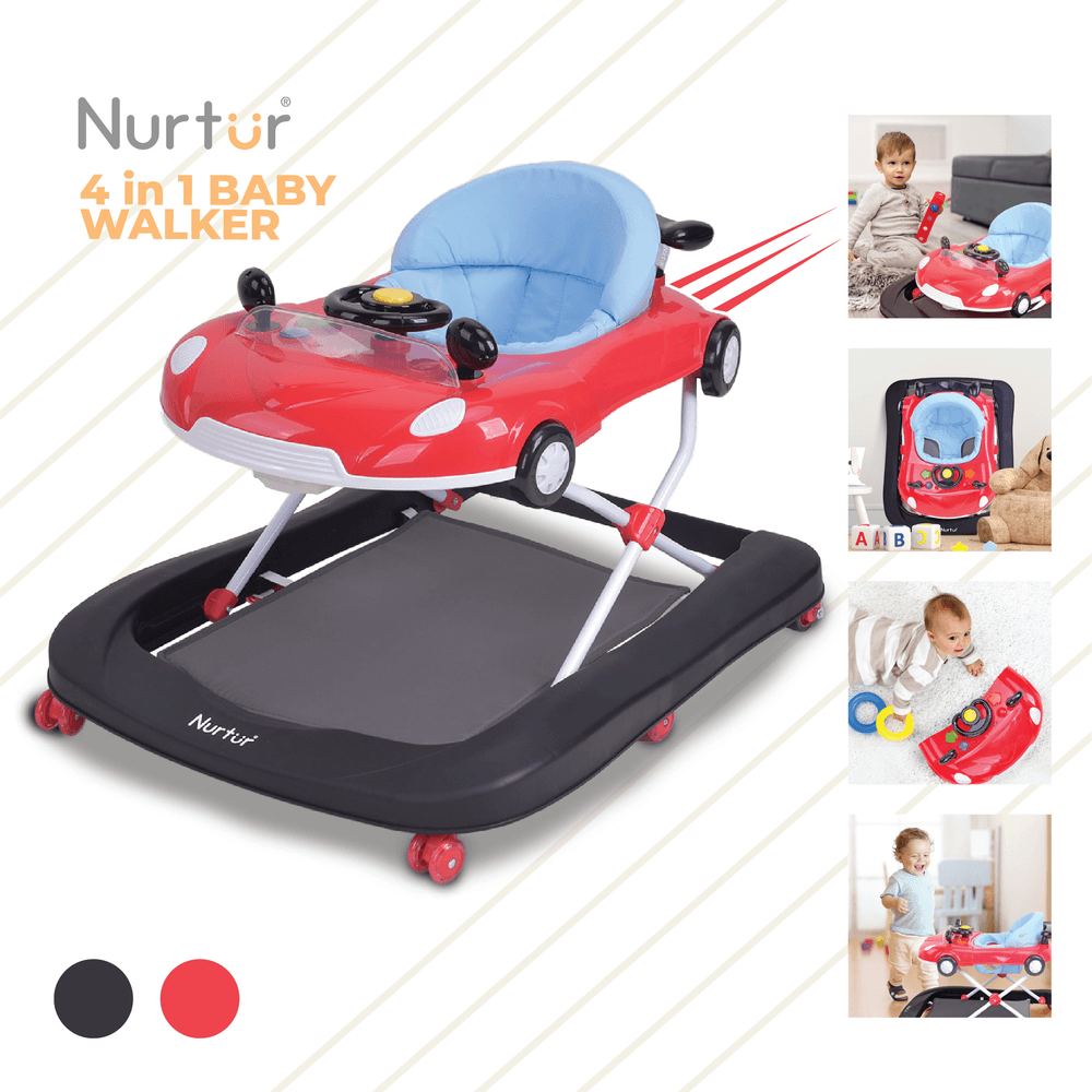 Nurtur - 4-In-1 Baby Multi Walker With Music Function - Red