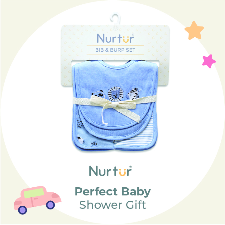 Nurtur - Baby Bibs & Burp Cloths - 4 Pcs - Blue
