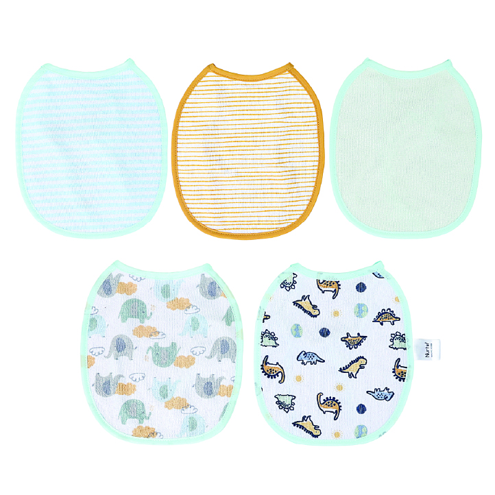 Nurtur - Baby Cotton Printed Bibs - Pack of 5 - Multicolor