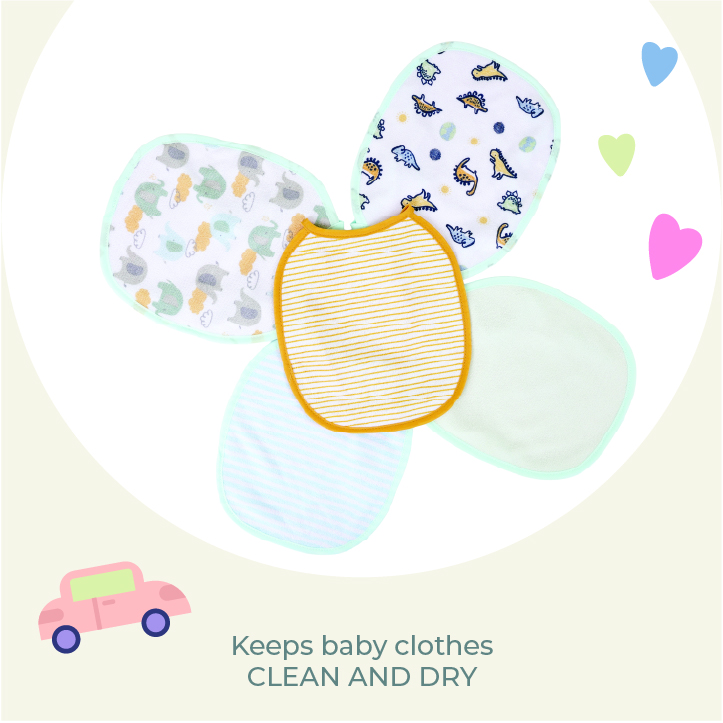 Nurtur Cozi - Cotton Bibs - Printed Character - Pack of 5 - Blue