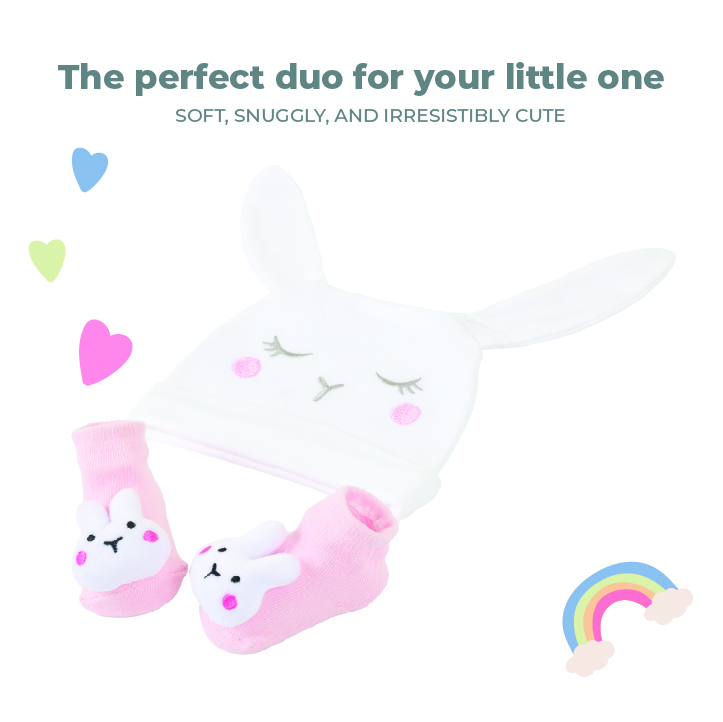 طقم نورتور كوزي - 3 قطع - قبعة وجوارب للرضيعة