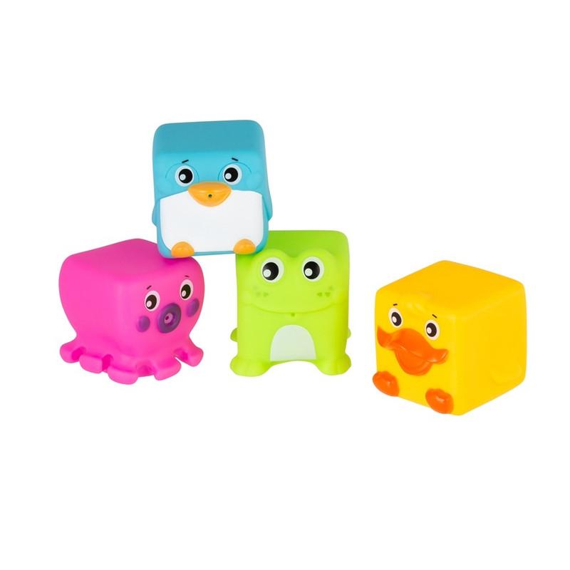 Playgro - Grip And Stack Cubes Sensory Toy Set - Multicolor - 4 Pcs