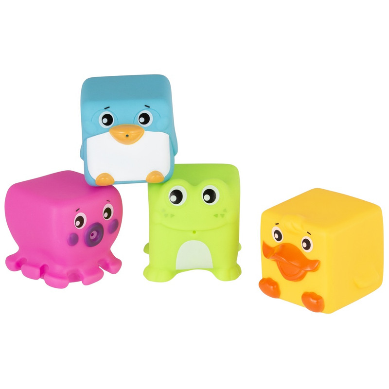 Playgro - Grip And Stack Cubes Sensory Toy Set - Multicolor - 4 Pcs