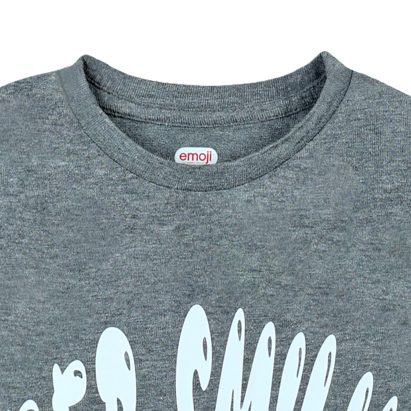 إيموجي - تي شيرت أولاد بأكمام قصيرة مطبوع ابتسم دائماً - رمادي غامق