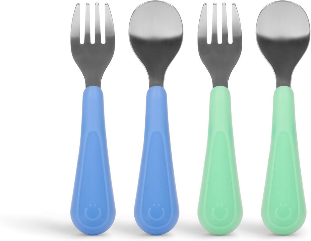 Ubbi - Stainless Steel Toddler Fork & Spoon Set - Multicolor - 4 Pcs