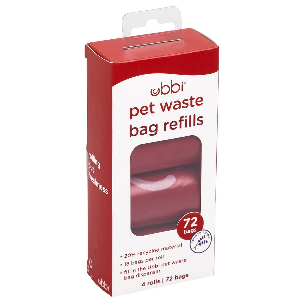 Ubbi - Pet On The Go Bag Refills - Pack of 4 - 72 Pcs - Red