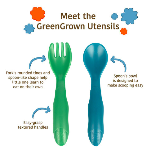 The First Years Green Grown Flatware Set - 16 Pcs