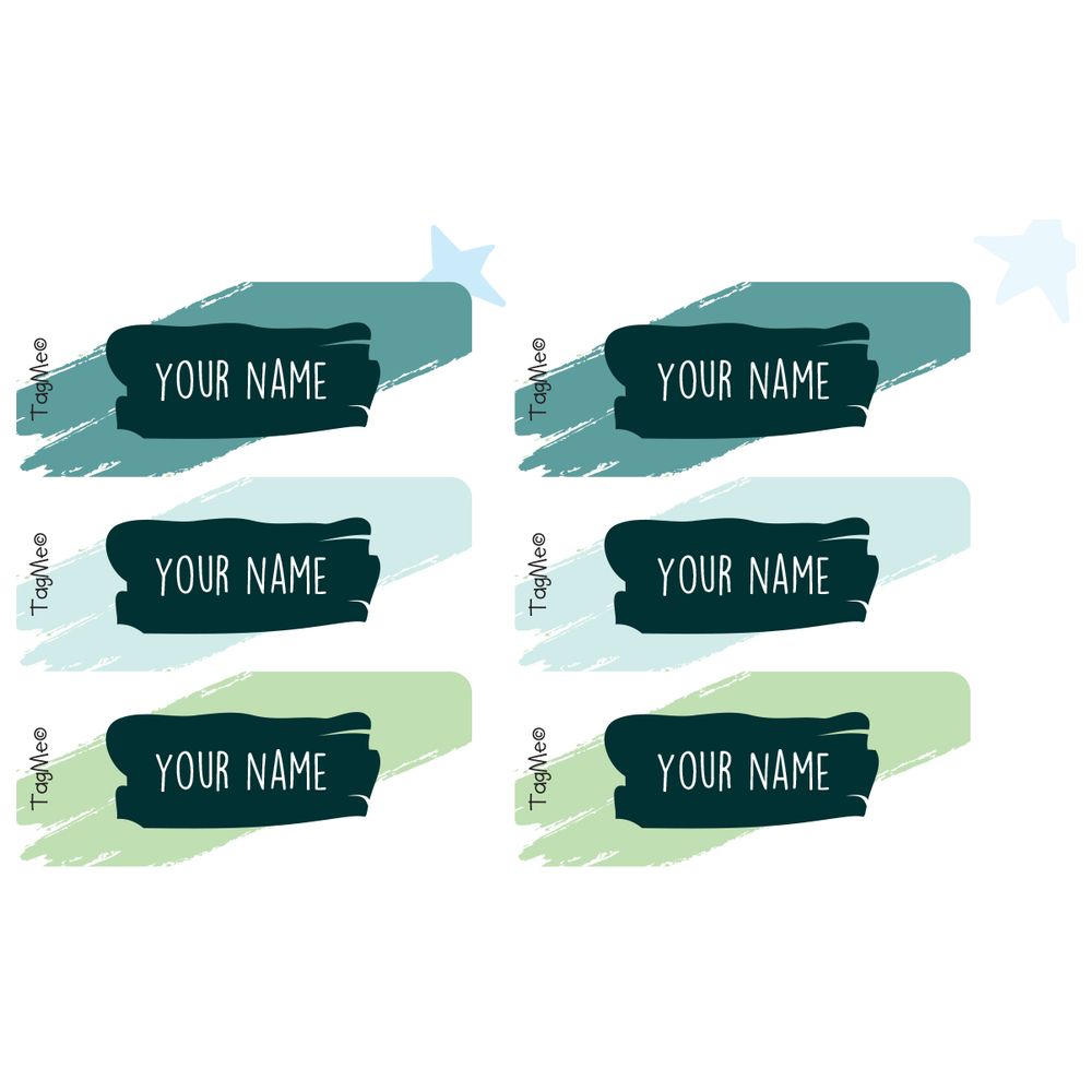 TagMe - Personalised Small Name Design Label - Brush Stroke - 48 Pcs