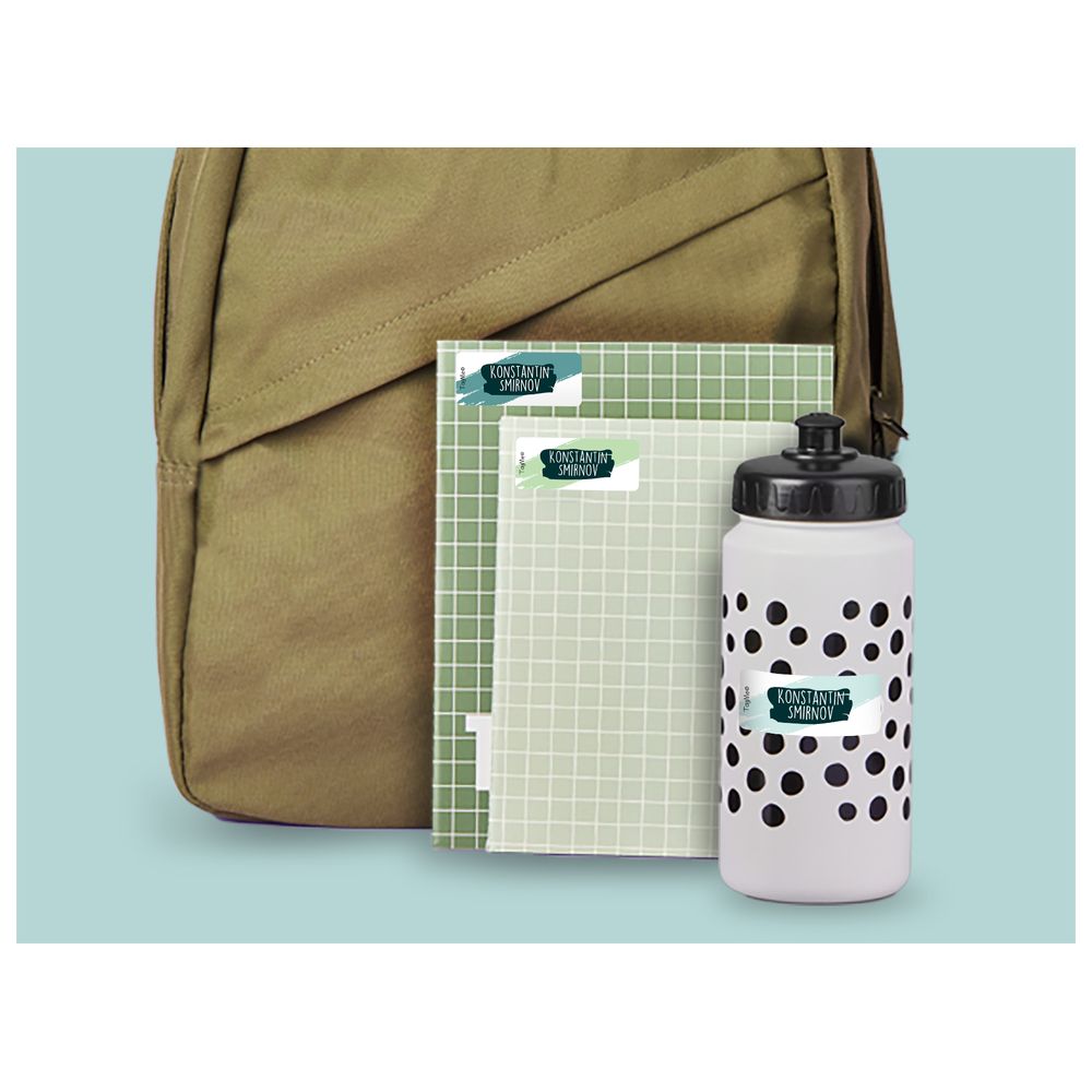 تاج مي - ملصق اسم صغير قابل للتخصيص - ضربات فرشاة - 48 قطعة