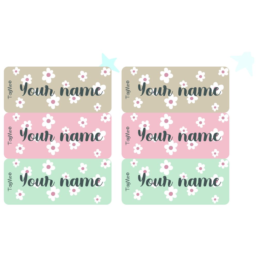 TagMe - Personalised Small Name Design Label - Flower - 48 Pcs