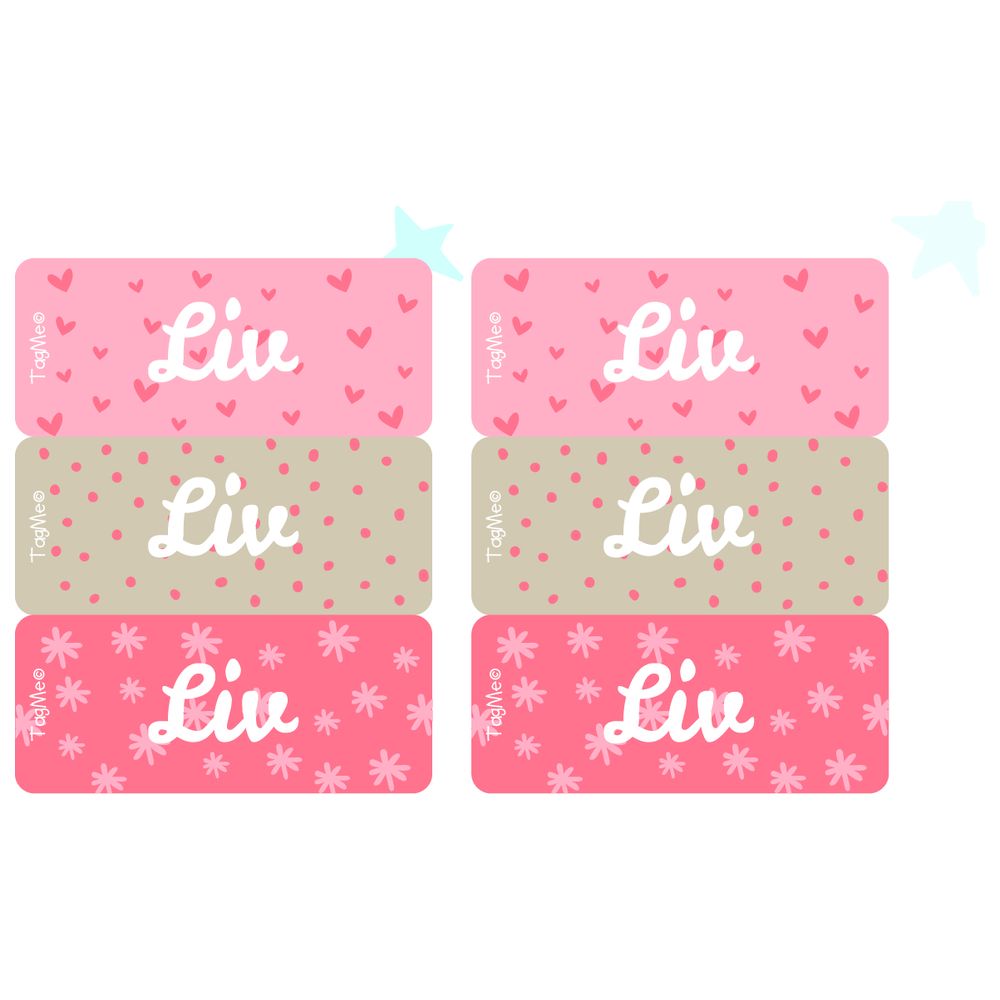TagMe - Personalised Small Name Design Label - Heart - 48 Pcs
