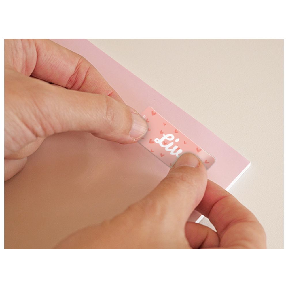 تاج مي - ملصق اسم صغير قابل للتخصيص - قلب - 48 قطعة