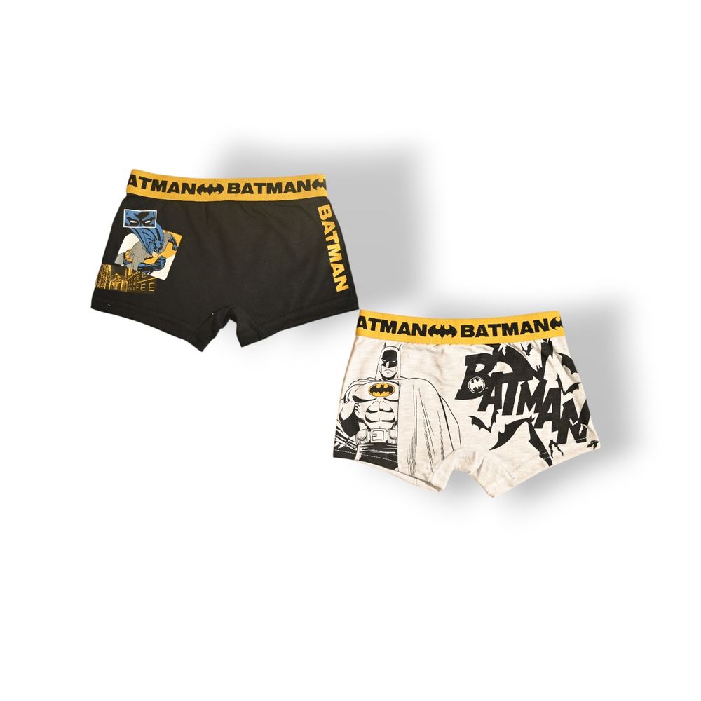 باتمان - طقم بوكسر مطبوع للأولاد - أسود/أبيض - قطعتين