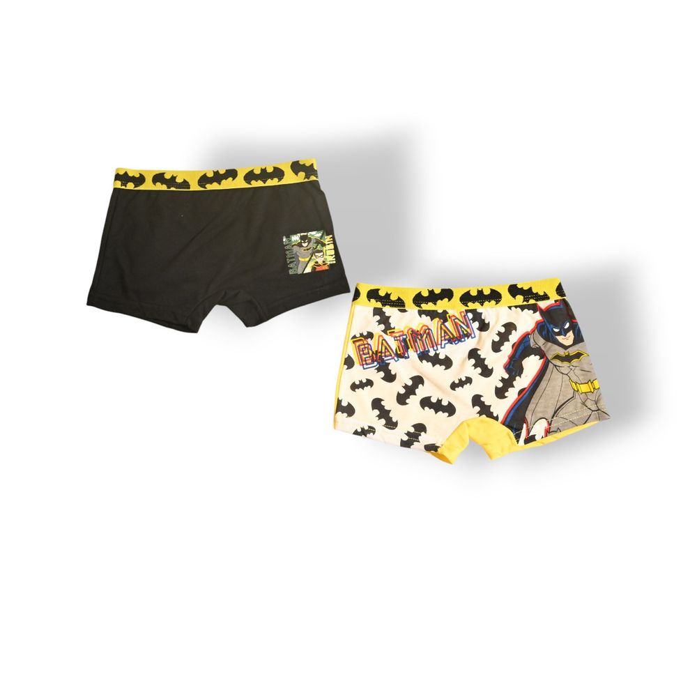 باتمان - طقم بوكسر مطبوع للأولاد - أبيض/أسود - قطعتين